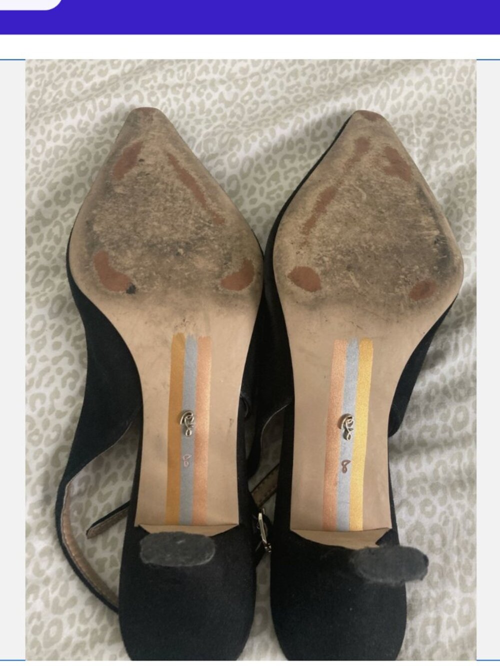 Womens Sam Edelman Bianka Black Suede Slingback Pumps Kitten Heels Size 8 M - Picture 5 of 8